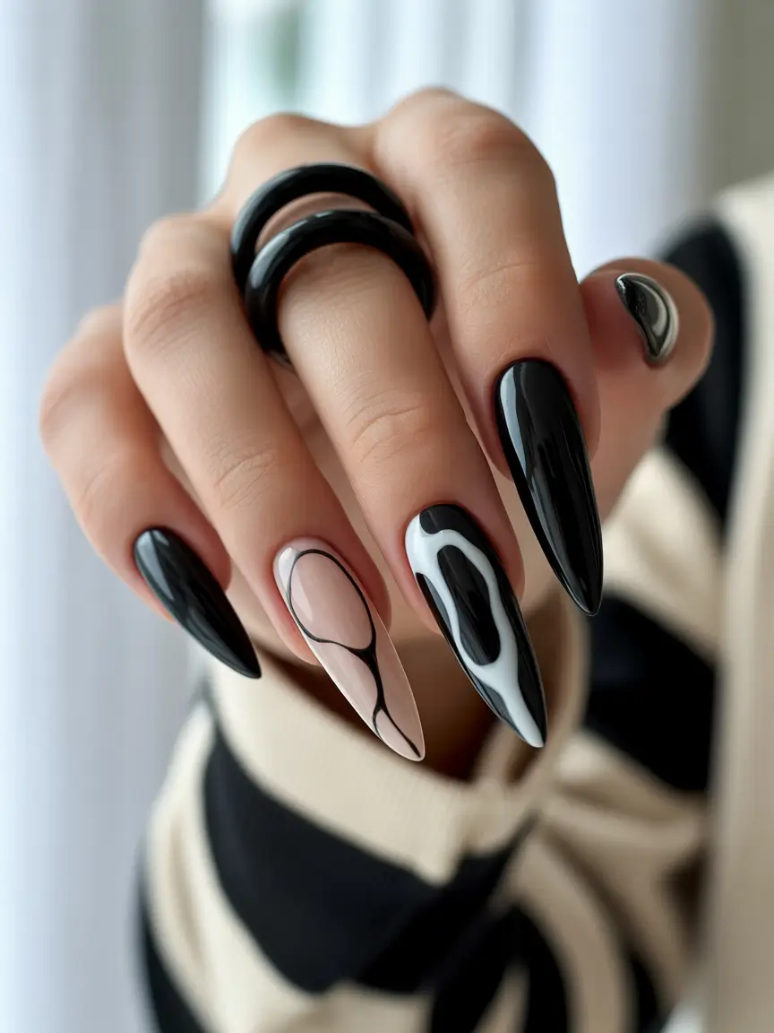 Black Summer Nails That Pop in 2025 Y2K Abstract Meets High Gloss