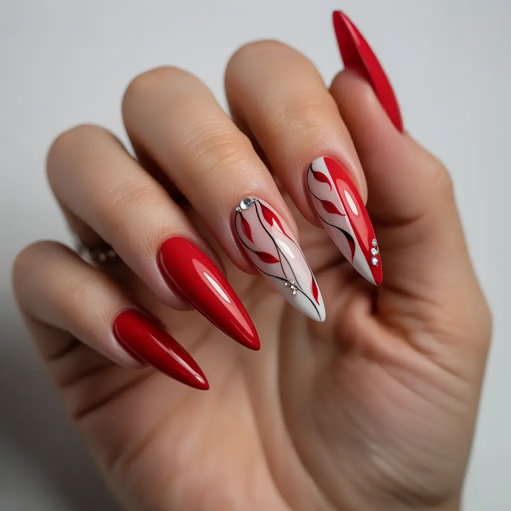 Bold Red Nails for Summer 2025 Vibes Red Flames & White Smoke
