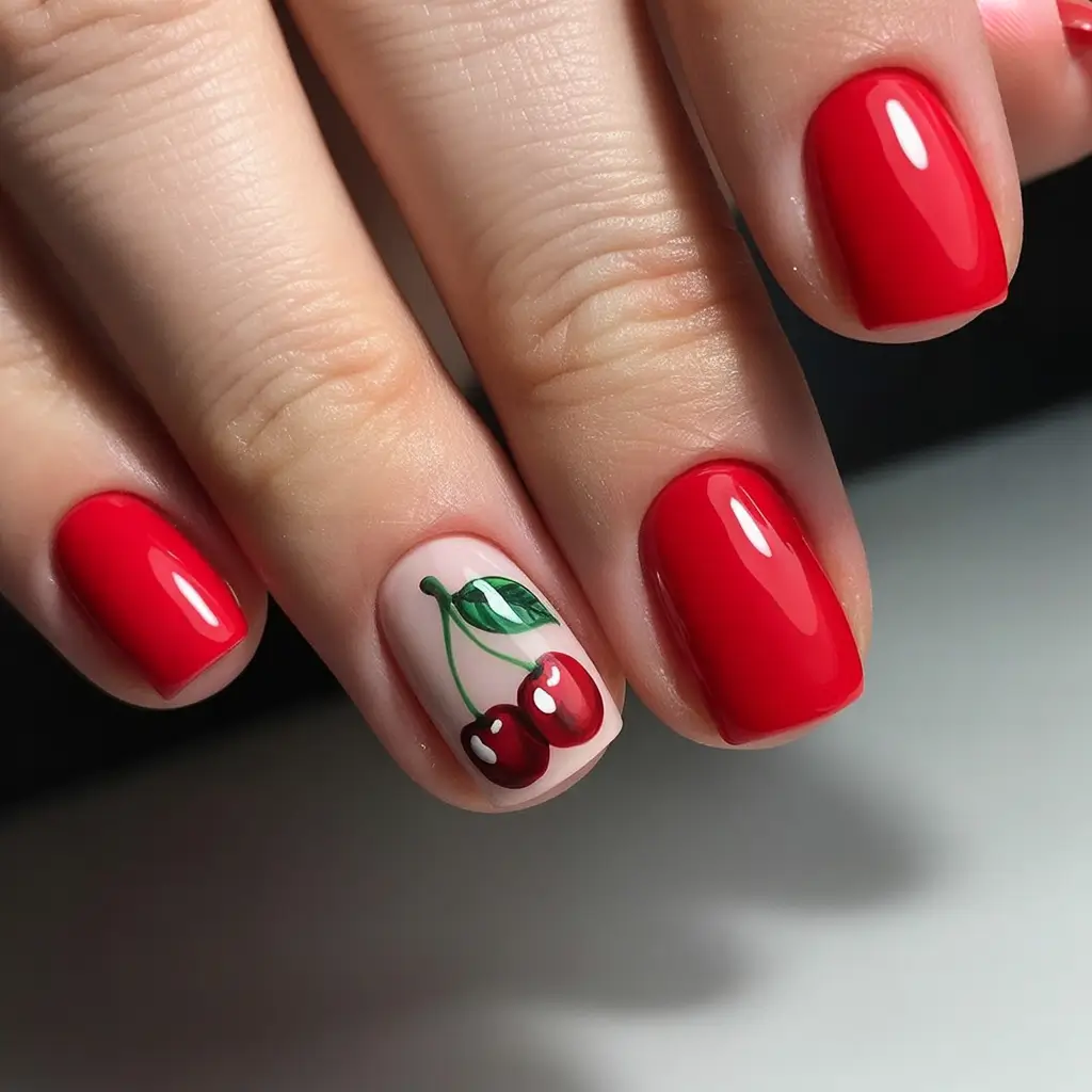 Bold Red Nails for Summer 2025 Vibes Cherry on Top Simplicity