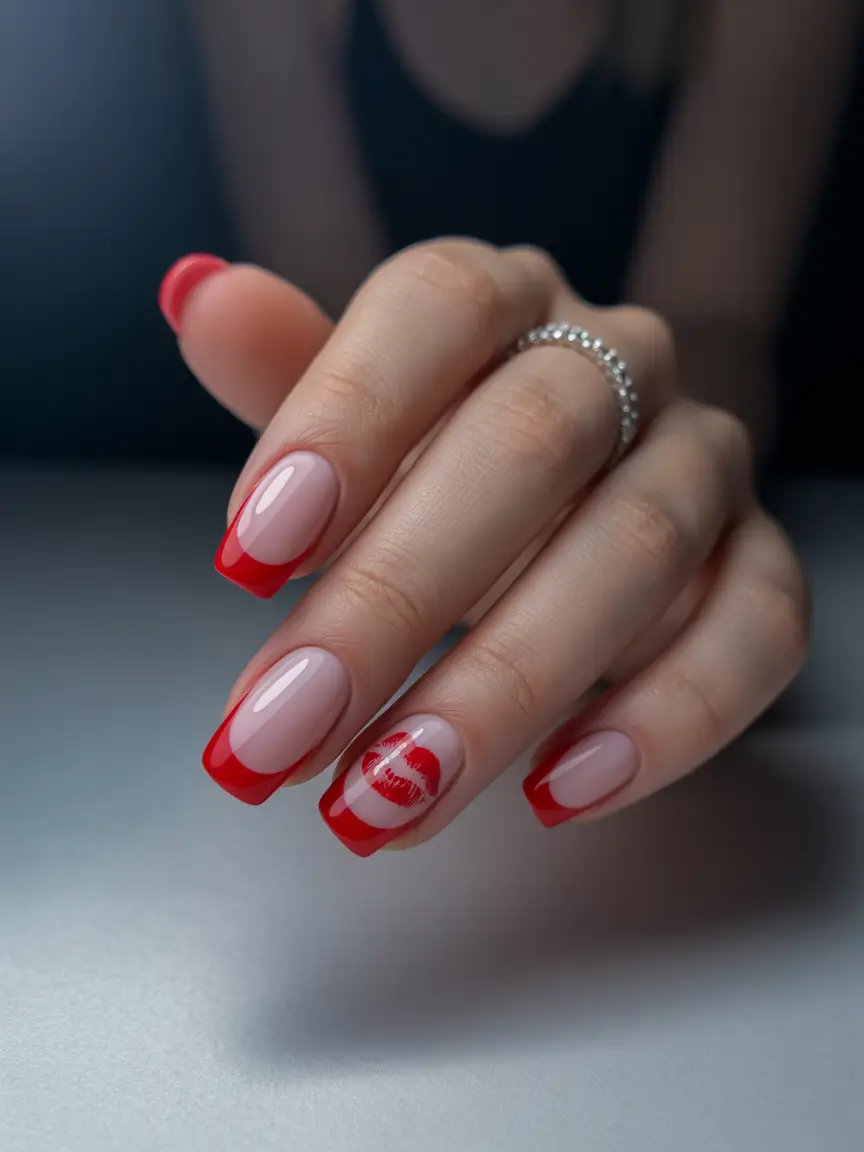 Bold Red Nails for Summer 2025 Vibes Cherry Red French With a Kiss of Attitude