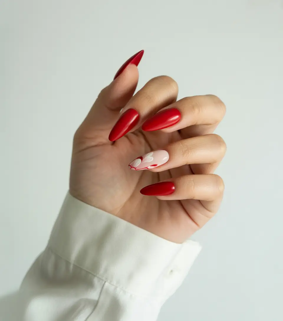 Bold Red Nails for Summer 2025 Vibes Matte Crimson With Almond Drama