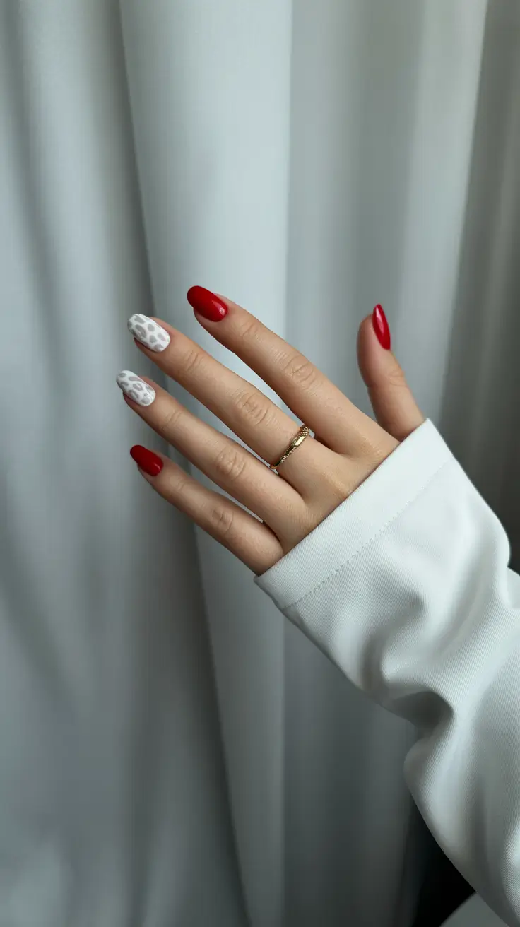 Bold Red Nails for Summer 2025 Vibes Gloss Red Meets Soft Leopard Spots