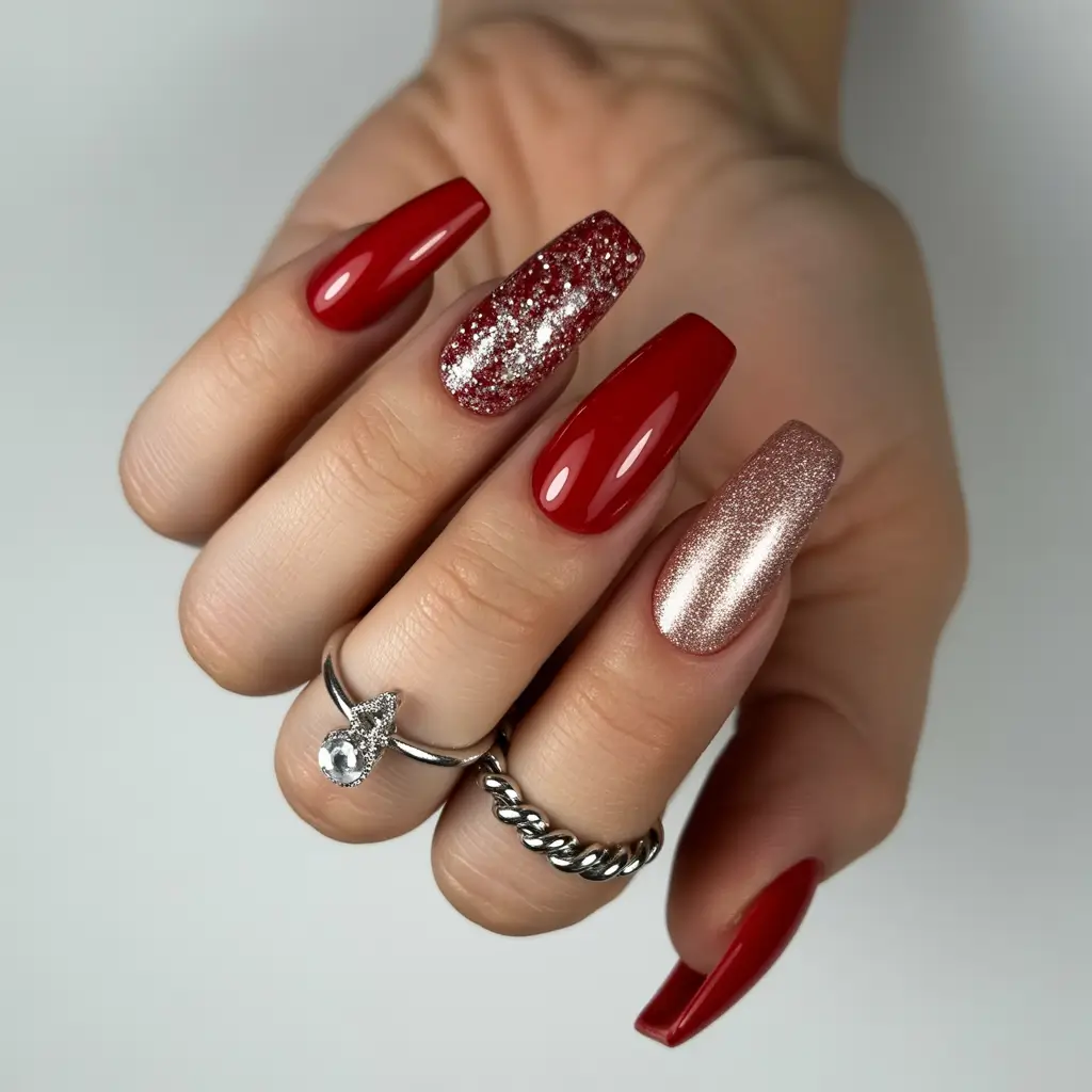 Bold Red Nails for Summer 2025 Vibes Wine, Sparkle, and a Hint of Gold