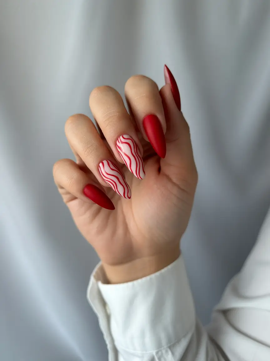 Bold Red Nails for Summer 2025 Vibes Matte Fire With Wavy Lines