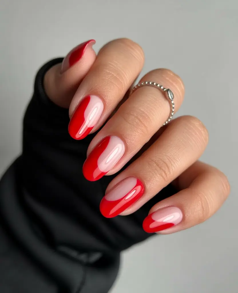 Bold Red Nails for Summer 2025 Vibes Glossy Cherry Half-Moons