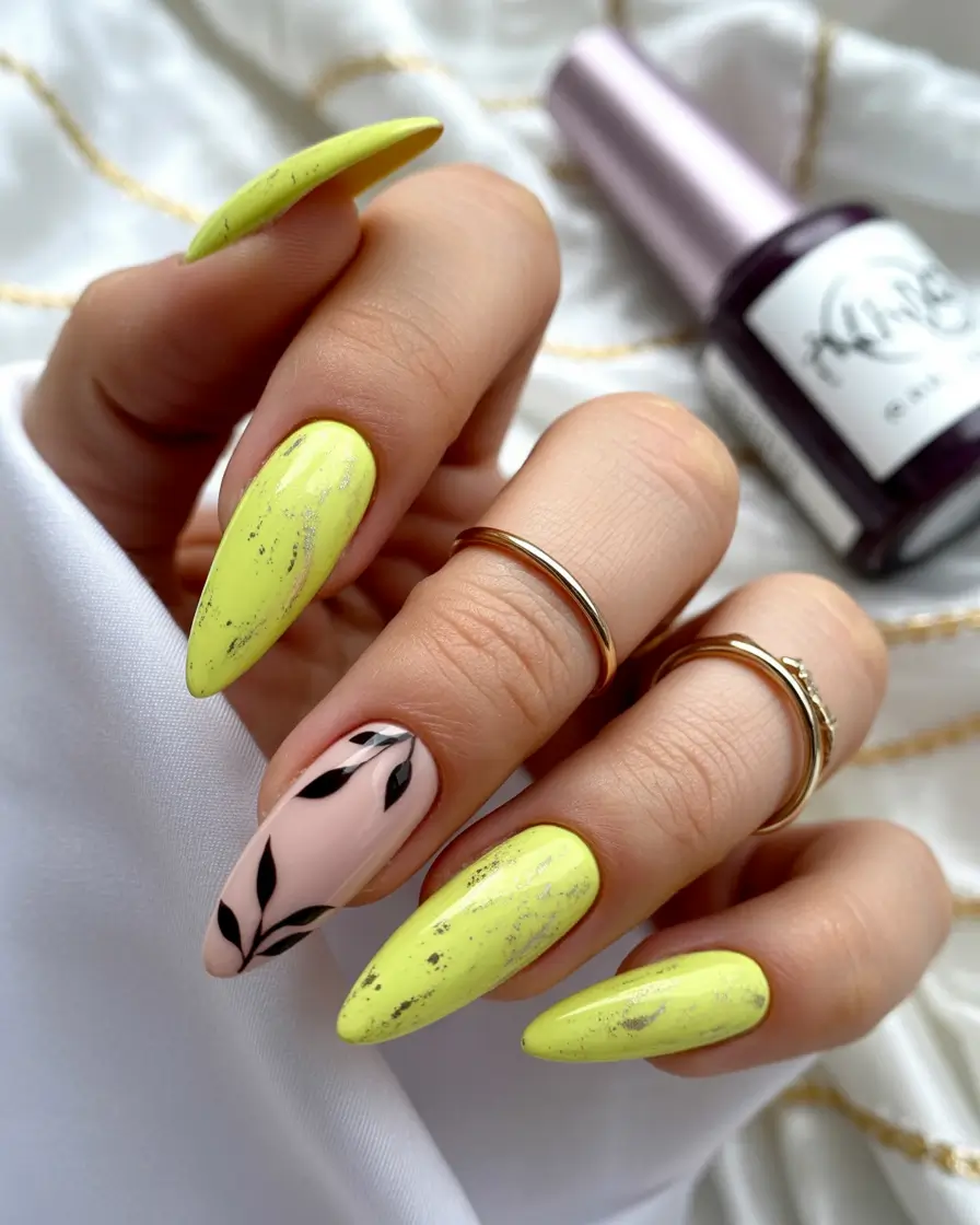 Bright Yellow Nails Made for Summer 2025 Soft Botanical Meets Zesty Neon