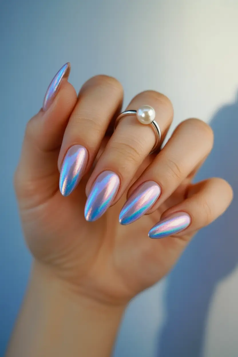 Chic Acrylic Nail Ideas for Summer 2025 Mesmerizing Holographic Glow