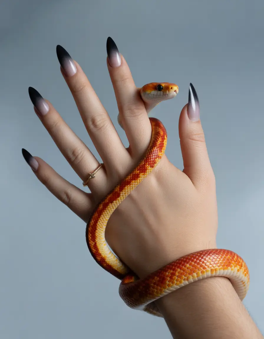 Chic Acrylic Nail Ideas for Summer 2025 Black Ombré Drama with a Mysterious Vibe