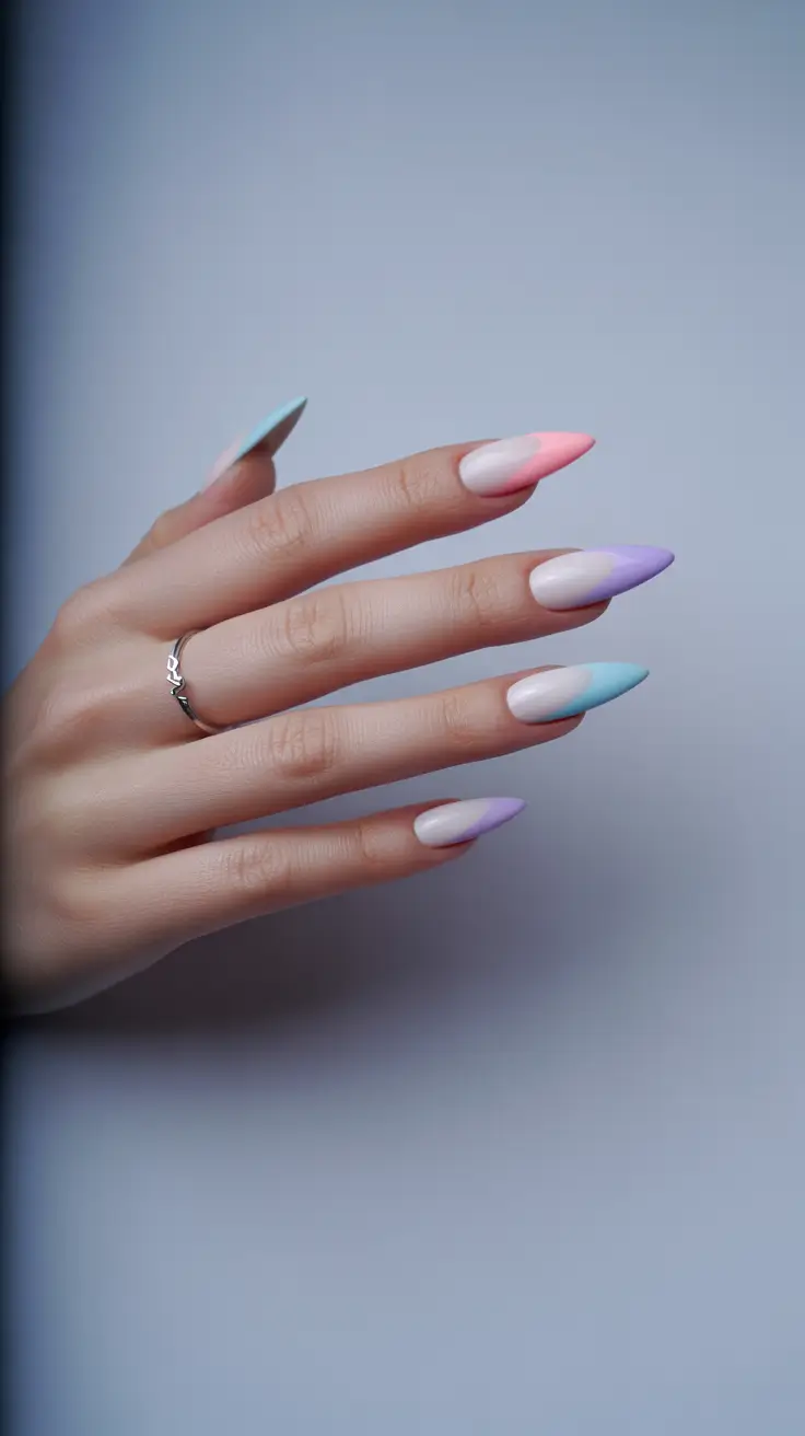 Chic Acrylic Nail Ideas for Summer 2025 Pastel Rainbow Perfection with a Gradient Twist