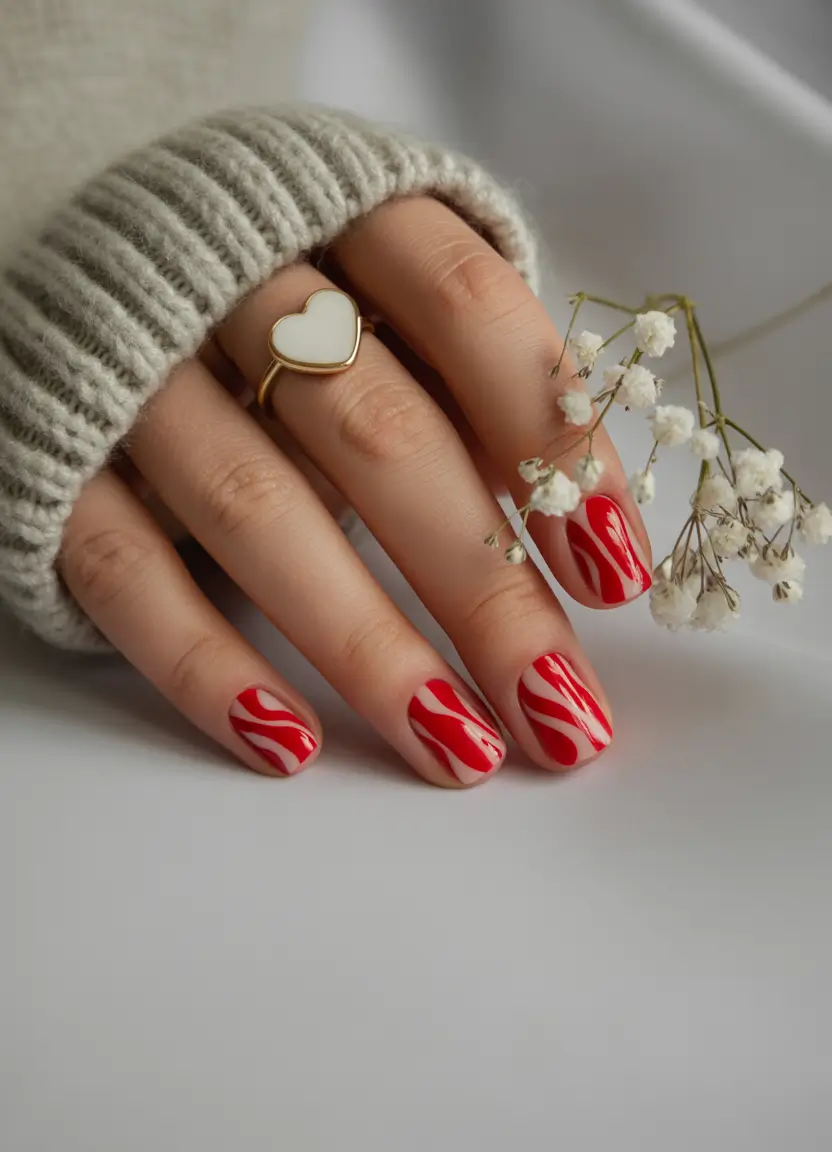 Chic Acrylic Nail Ideas for Summer 2025 Bold Red Waves for a Striking Statement
