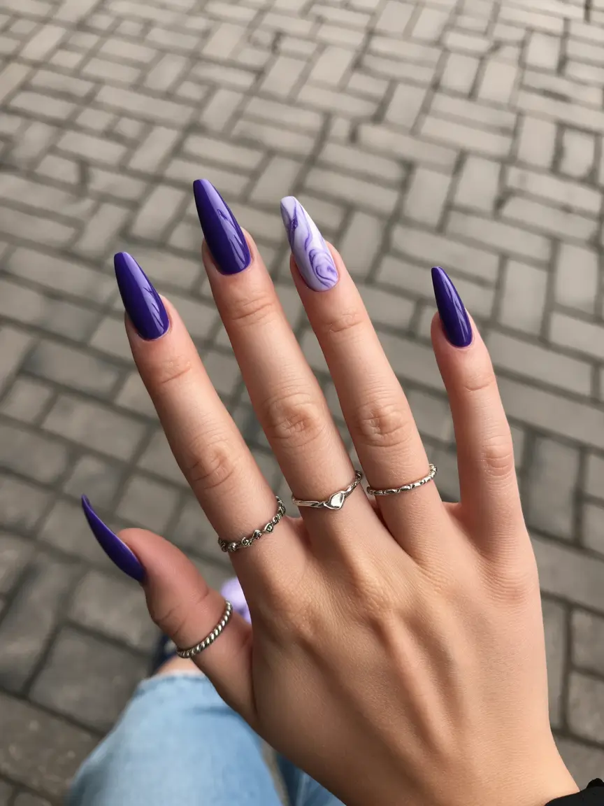 Coffin Nails That Slay Summer 2025 - Midnight Marble with a Twist