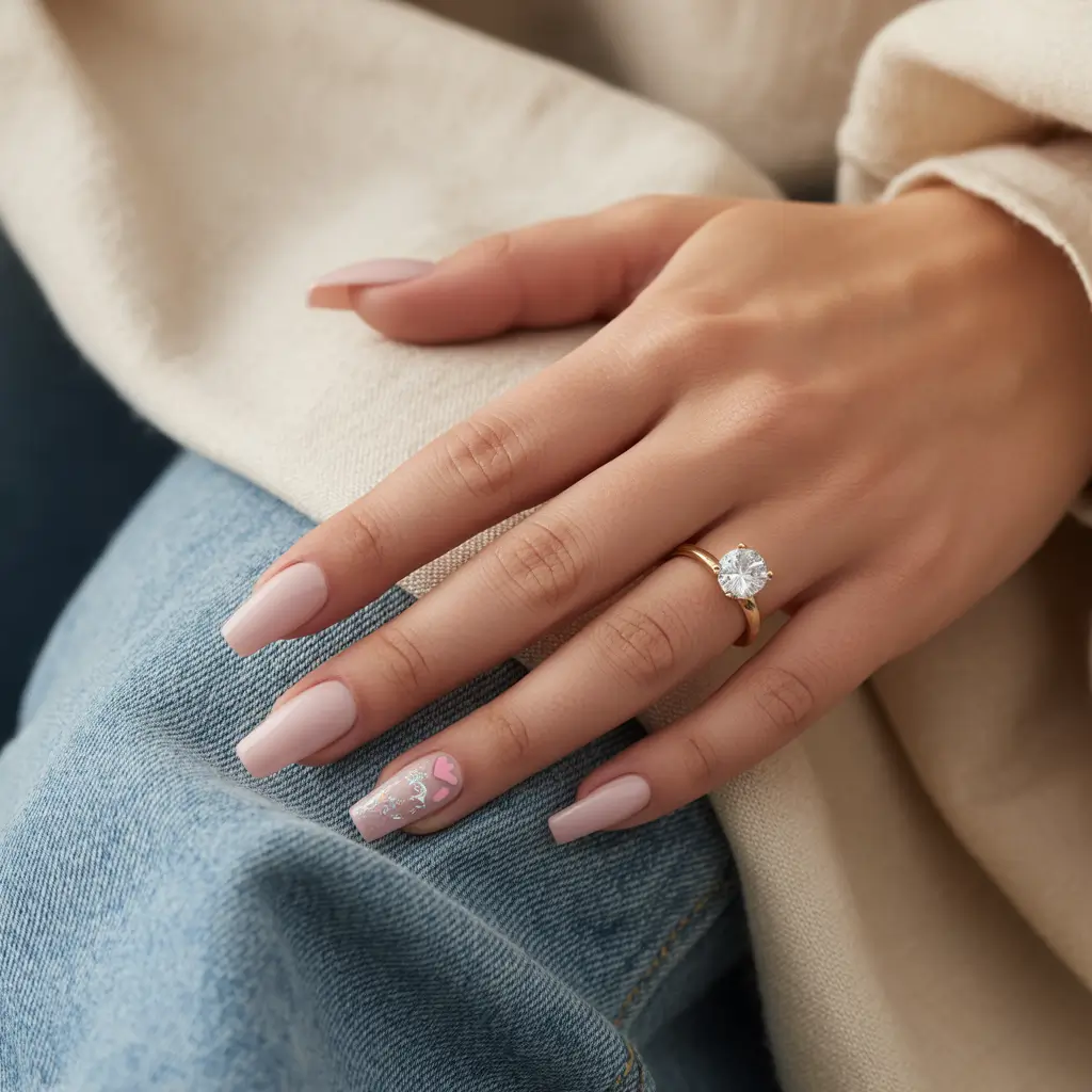 Coffin Nails That Slay Summer 2025 - Muted Romance with a Touch of Heart