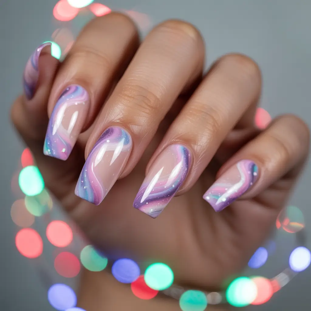 Coffin Nails That Slay Summer 2025 - Cotton Candy Galaxy