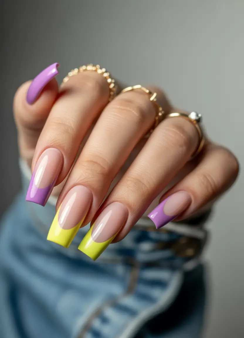 Coffin Nails That Slay Summer 2025 - Split-Tone Sorbet Tips