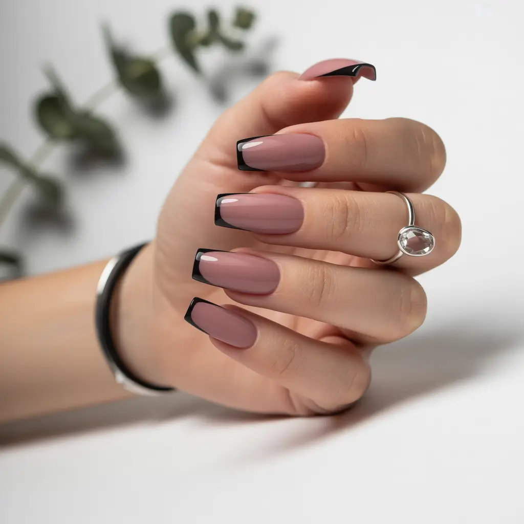 Coffin Nails That Slay Summer 2025 - Black-Tipped Elegance