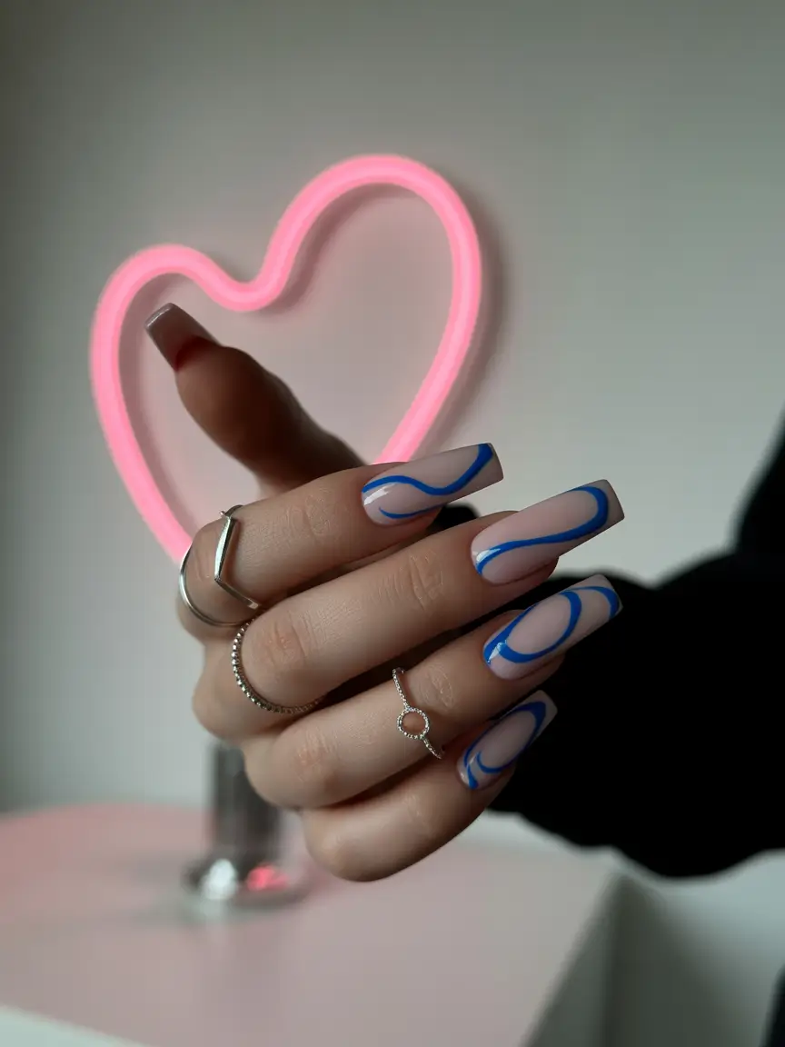 Coffin Nails That Slay Summer 2025 - Y2K Blue Meets Negative Space