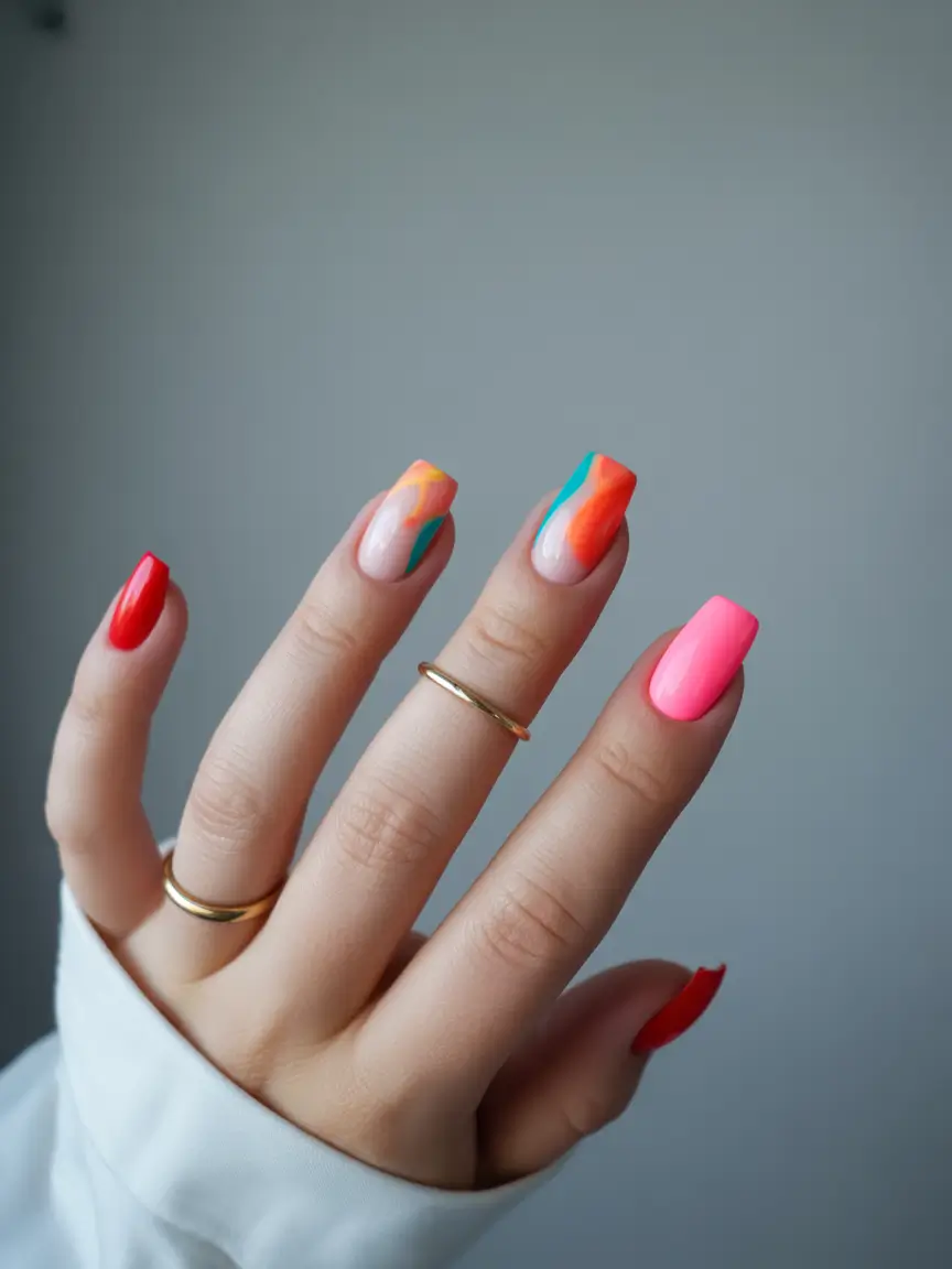 Colorful Summer Nails to Try in 2025 Hot Gradient Waves with a Pop