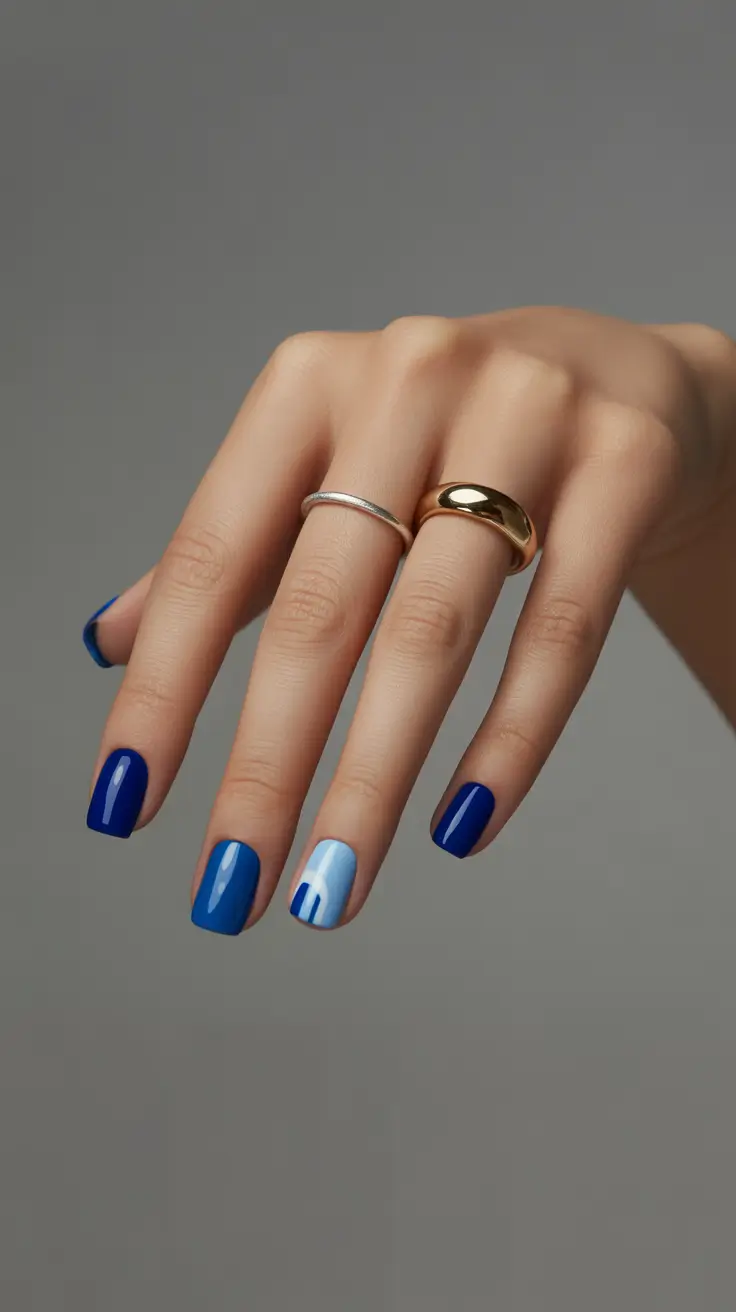 Cool Blue Nail Ideas for Summer 2025 Color Blocked Pop Art Blues
