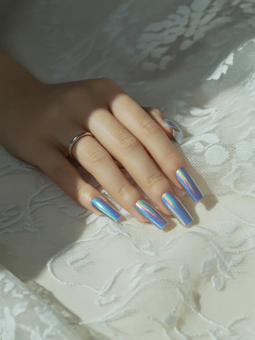 Cool Blue Nail Ideas for Summer 2025 Holographic Siren Vibes