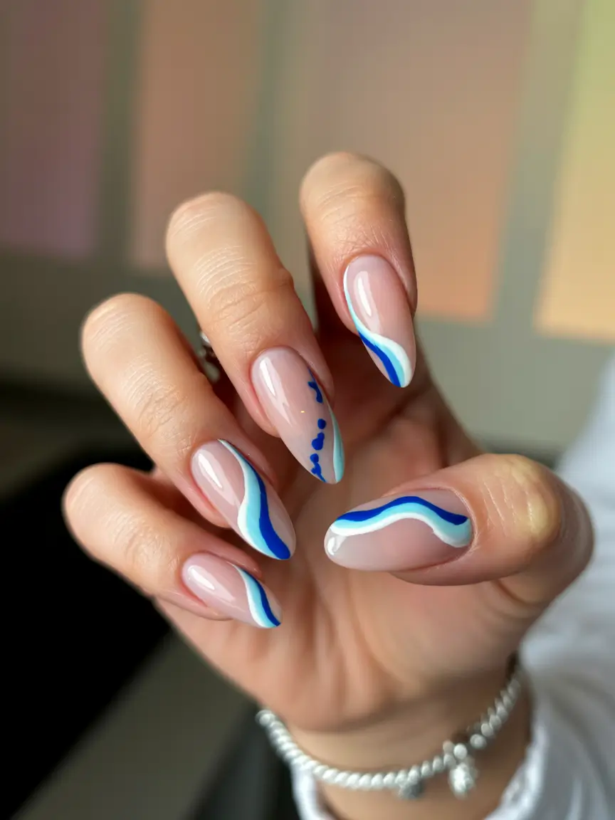 Cool Blue Nail Ideas for Summer 2025 Waves of Cool: Ocean-Inspired Lines
