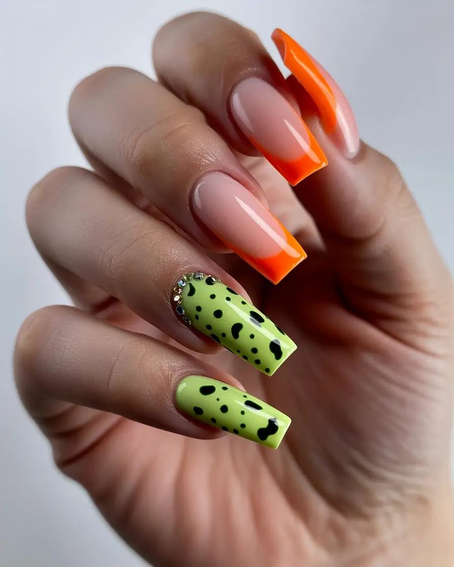 Cute Summer Nail Inspo for 2025 Neon Citrus Meets Animal Pop