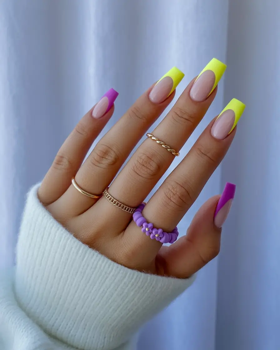 Cute Summer Nail Inspo for 2025 - Violet Shock and Neon Pop