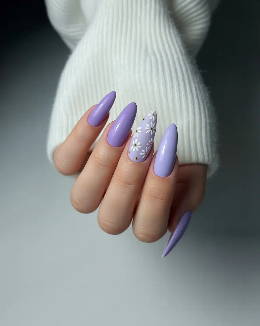 Cute Summer Nail Inspo for 2025 - Lavender Dreams and Daisy Details