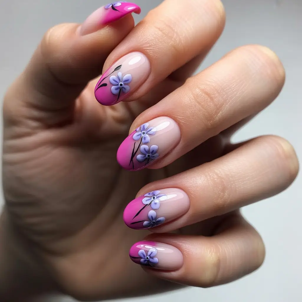 Cute Summer Nail Inspo for 2025 Delicate Pink Florals for Dreamy Days