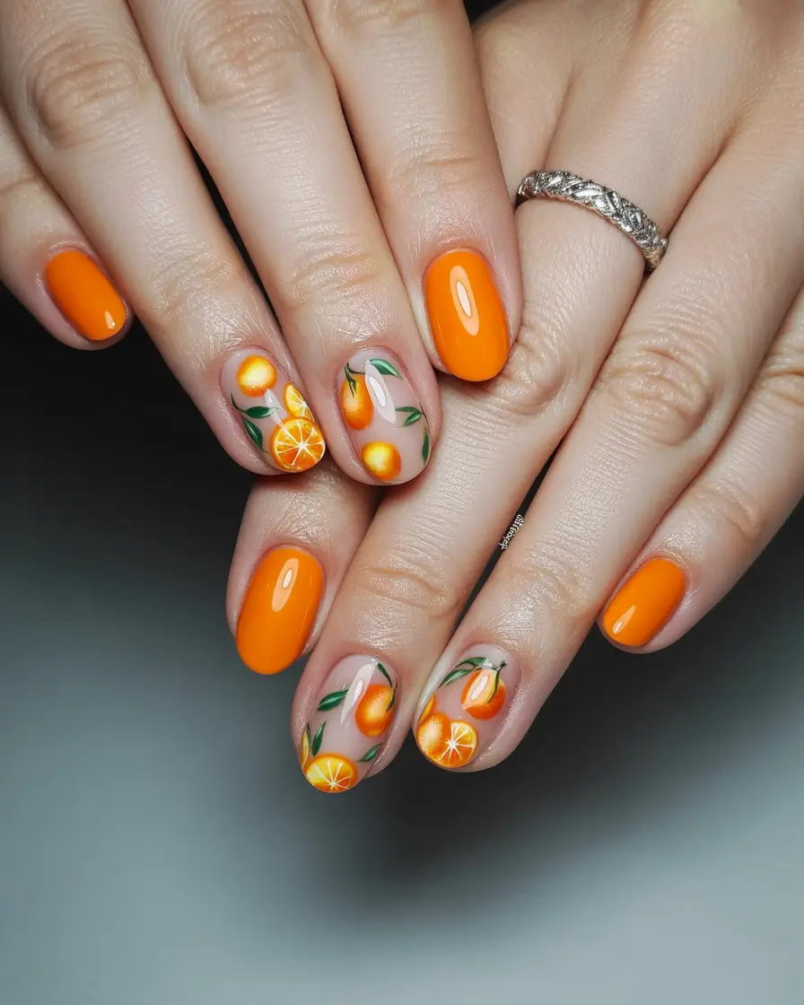 Cute Summer Nail Inspo for 2025 Sun-Kissed Citrus for Short Nails