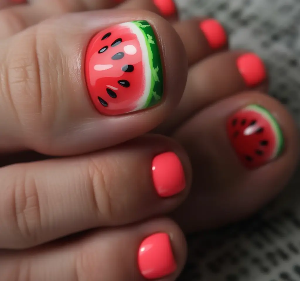 Cute Toe Nail Designs to Try Summer 2025 - Juicy Watermelon Fun