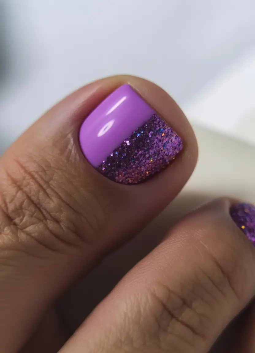 Cute Toe Nail Designs to Try Summer 2025 - Purple Glitter Glam