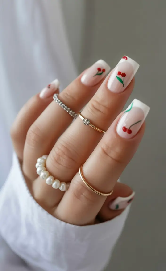 Cutest Nail Ideas for Summer 2025 Cherry Frenchies with a Twist