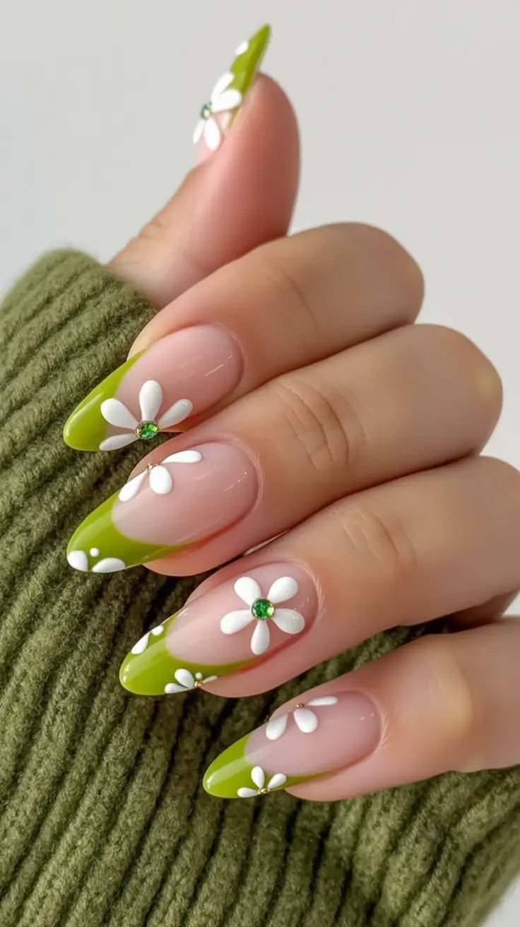 The Cutest Nail Ideas for Summer 2025 - Fresh Cut Florals in Lively Green