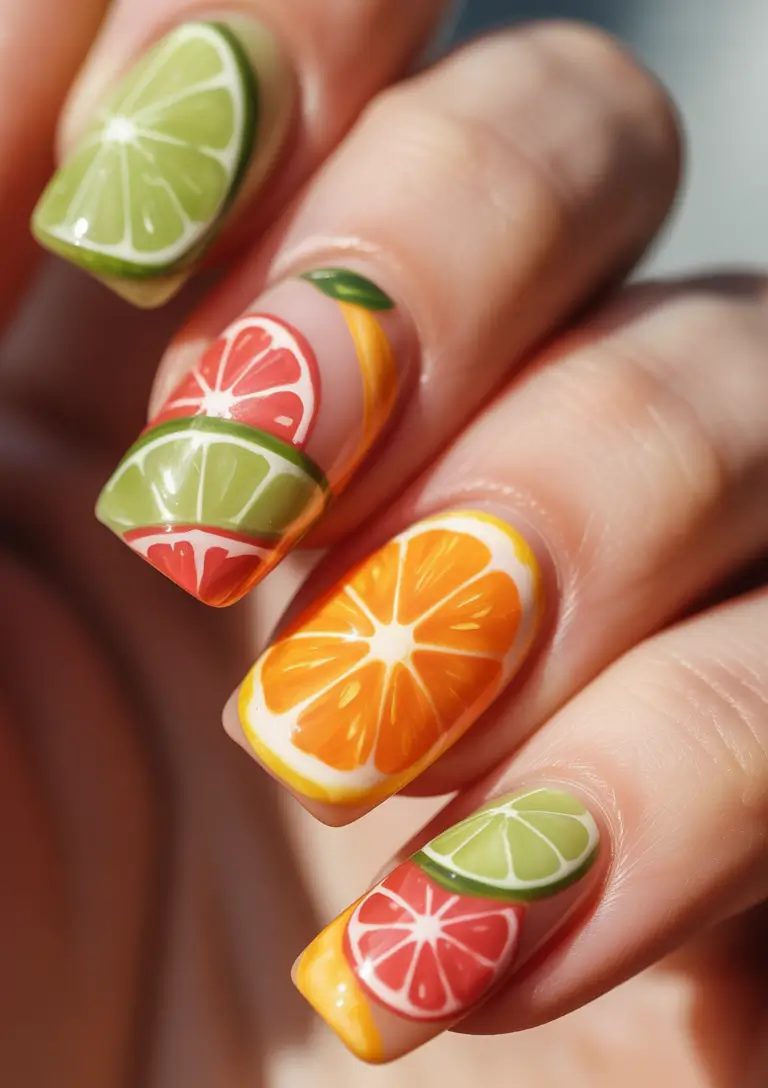 Cutest Nail Ideas for Summer 2025 - Citrus Slice Art That Looks Juicier Than Brunch