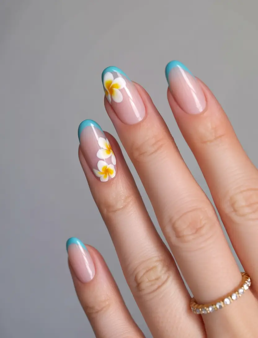 Cutest Nail Ideas for Summer 2025 Tropical Flower Tipped French