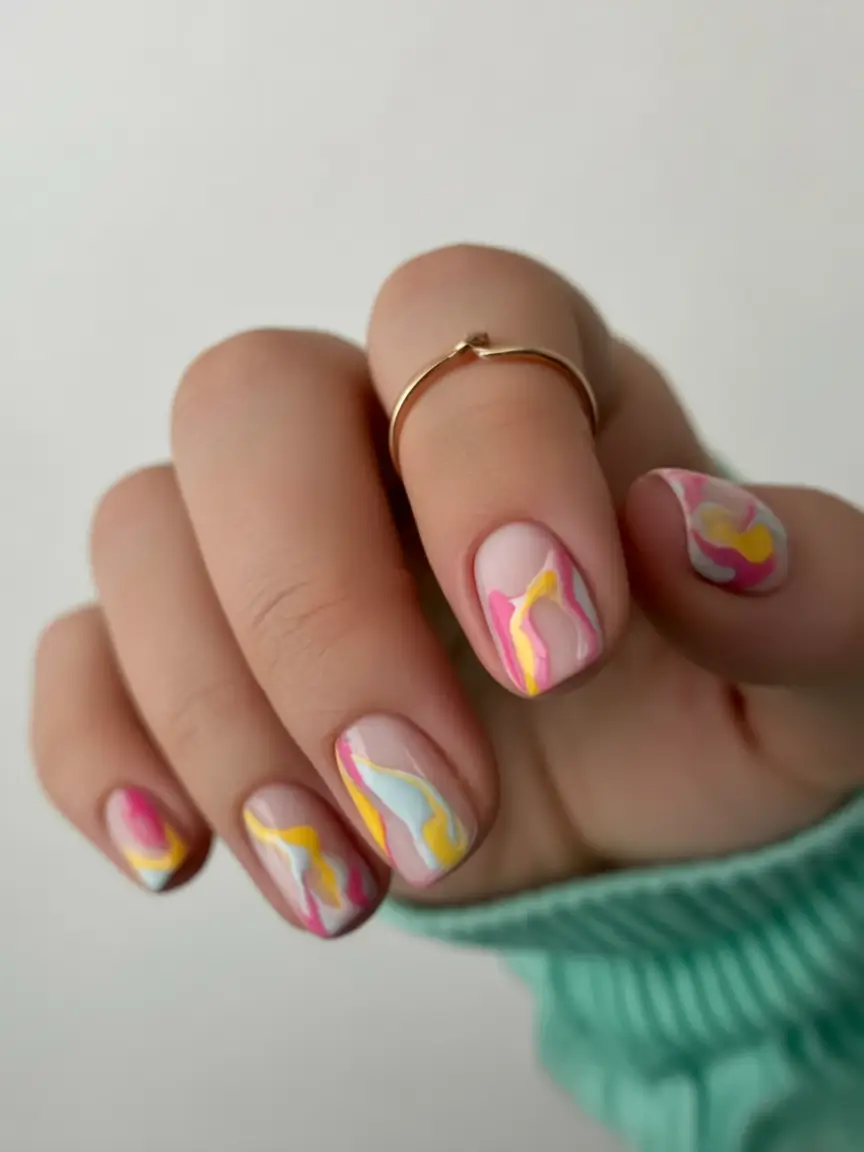 Cutest Nail Ideas for Summer 2025 Wavy Pop Art on Short Natural Nails