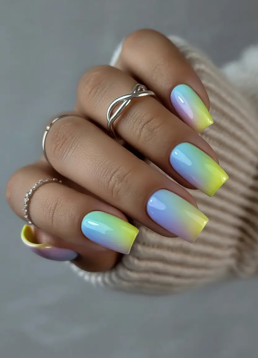Cutest Nail Ideas for Summer 2025 Soft Sorbet Gradient on Square Tips