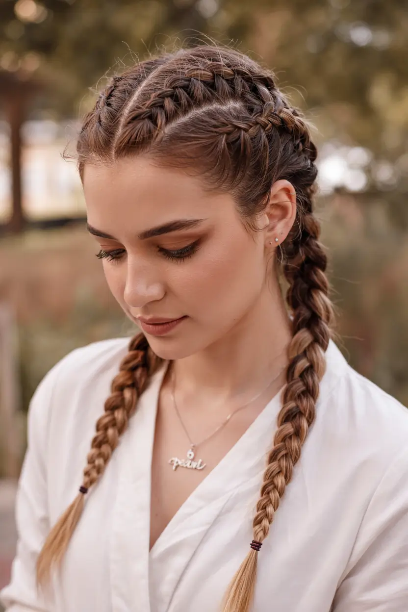 Effortless Pool Day Hairstyles - Simple Summer 2025 Looks Precision Dutch Braids with a Clean Part