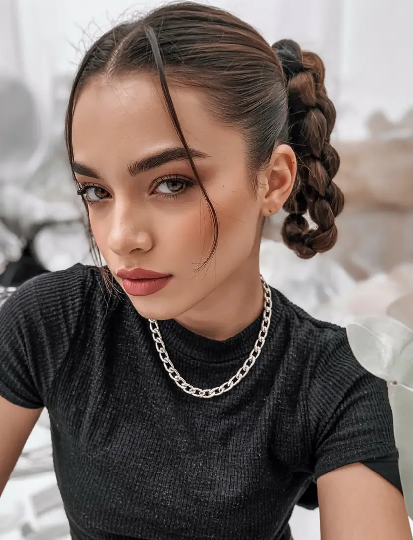 Effortless Pool Day Hairstyles - Simple Summer 2025 Looks Bubble Ponytail with Braided Glam