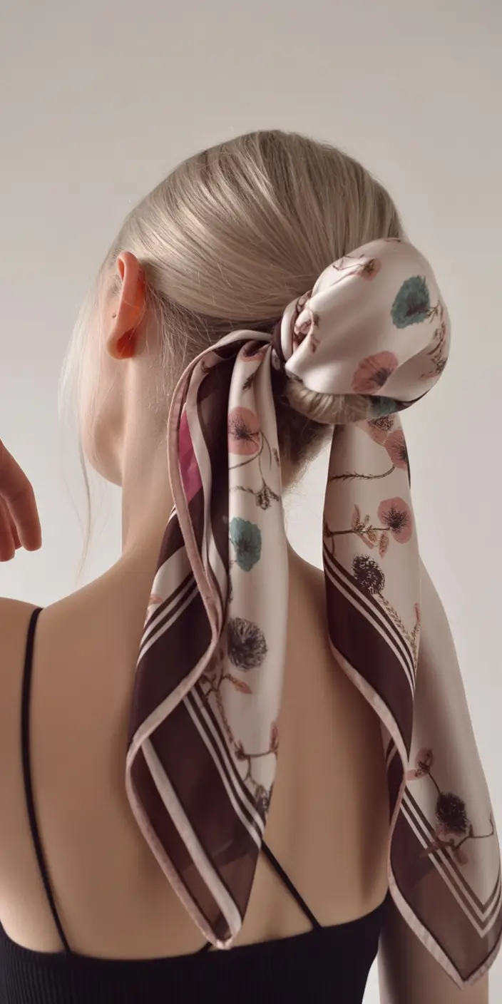Effortless Pool Day Hairstyles - Simple Summer 2025 Looks Vintage Bow-Scarf Elegance