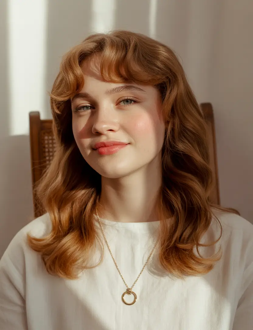 Flattering Haircuts for Round Faces - Summer Looks 2025+Midlength Soft Curls with Baby Bangs