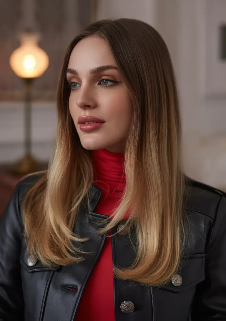 Flattering Haircuts for Round Faces - Summer Looks 2025+Polished Ends with Sleek Ombre Flow