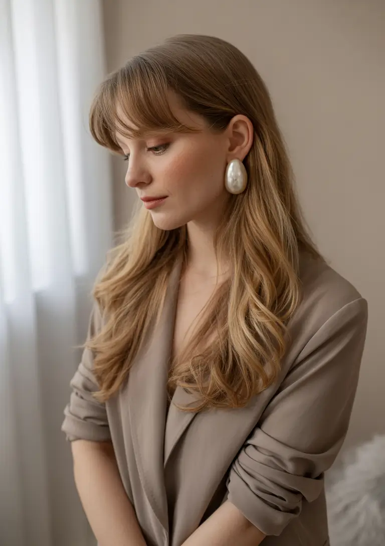 Flattering Haircuts for Round Faces - Summer Looks 2025+Soft Feminine Layers with Curtain Bangs