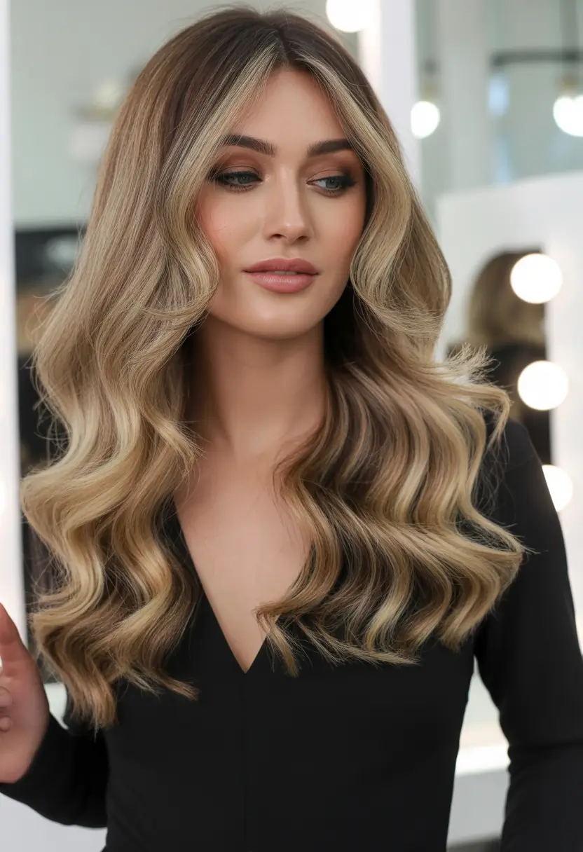 Flattering Haircuts for Round Faces - Summer Looks 2025+Retro Glam Loose Waves with a Deep Part