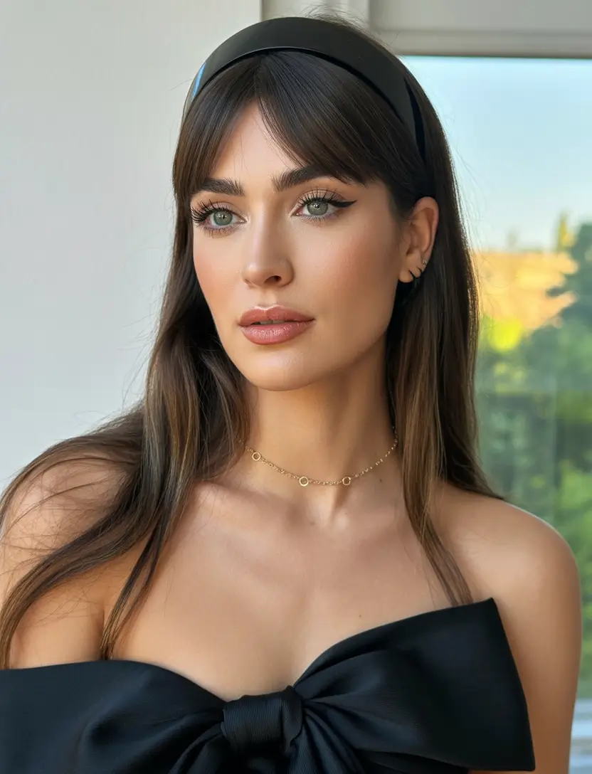 Flattering Oval-Face Haircuts to Try Satin Straight with Sharp Fringe