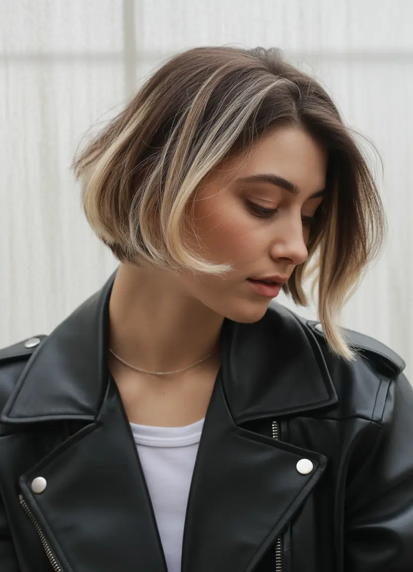 Flattering Oval-Face Haircuts to Try Summer 2025 Trends+Textured Bob with Blonde Contour
