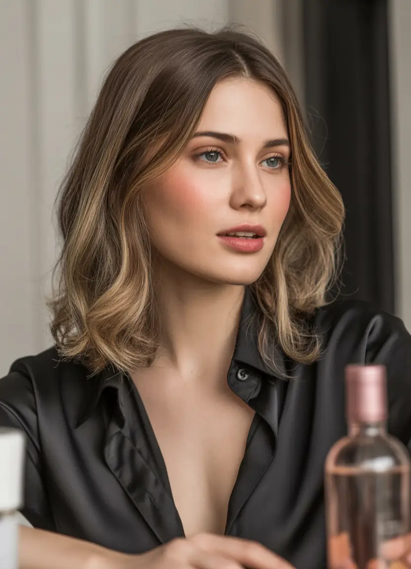 Flattering Oval-Face Haircuts to Try Summer 2025 Trends+Glossy Shoulder-Length Waves with Lived-In Roots