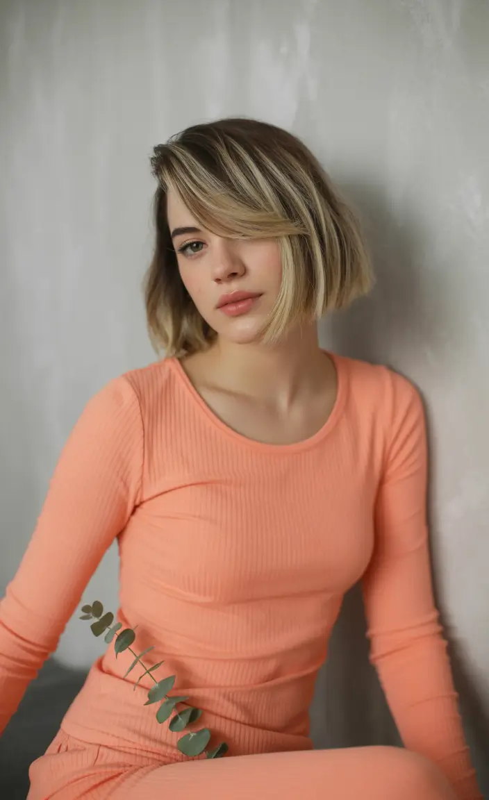 Flattering Oval-Face Haircuts to Try Summer 2025 Trends+Chin-Grazing Bob with Side-Swept Bangs