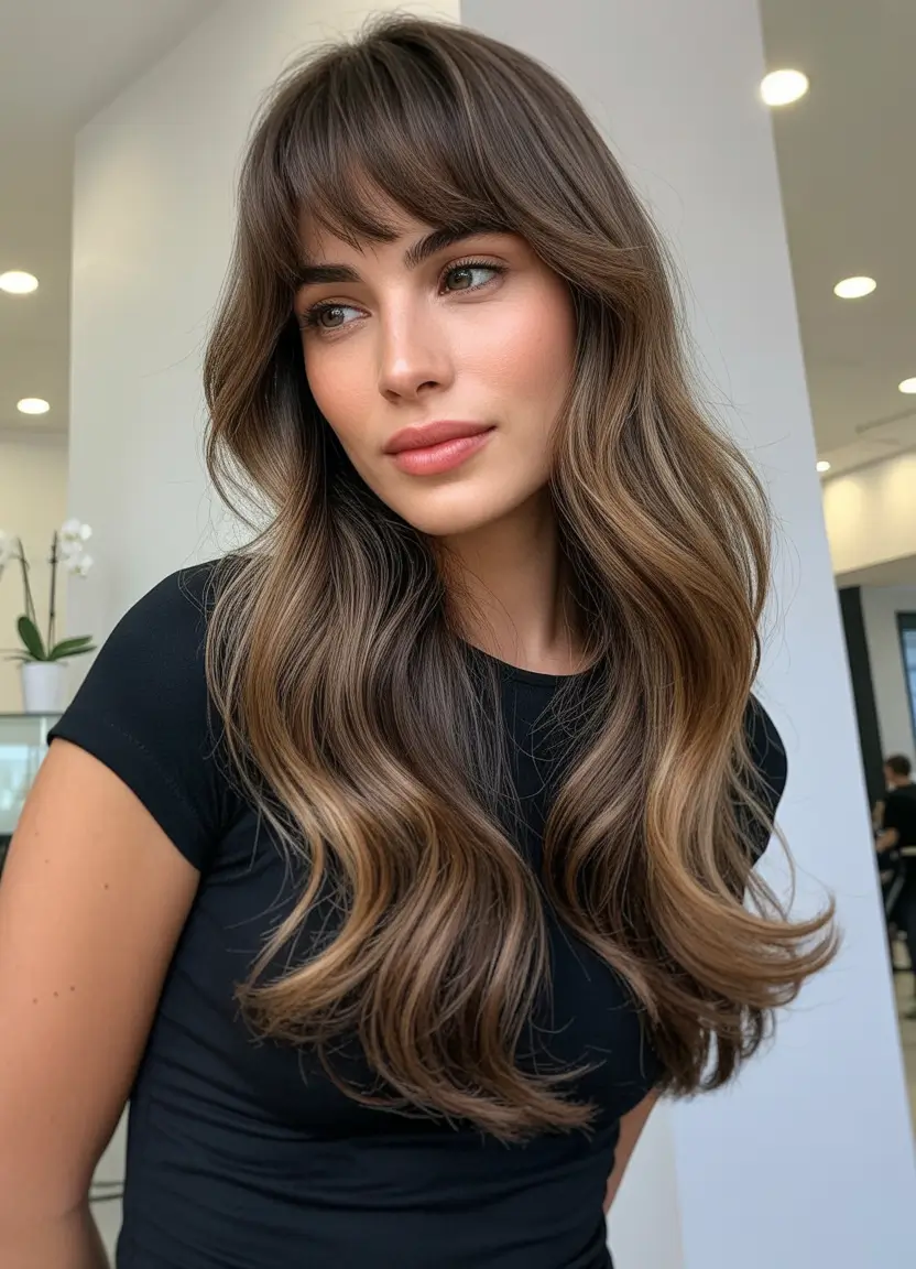 Flattering Oval-Face Haircuts to Try Glossy Waves and Espresso Dimension