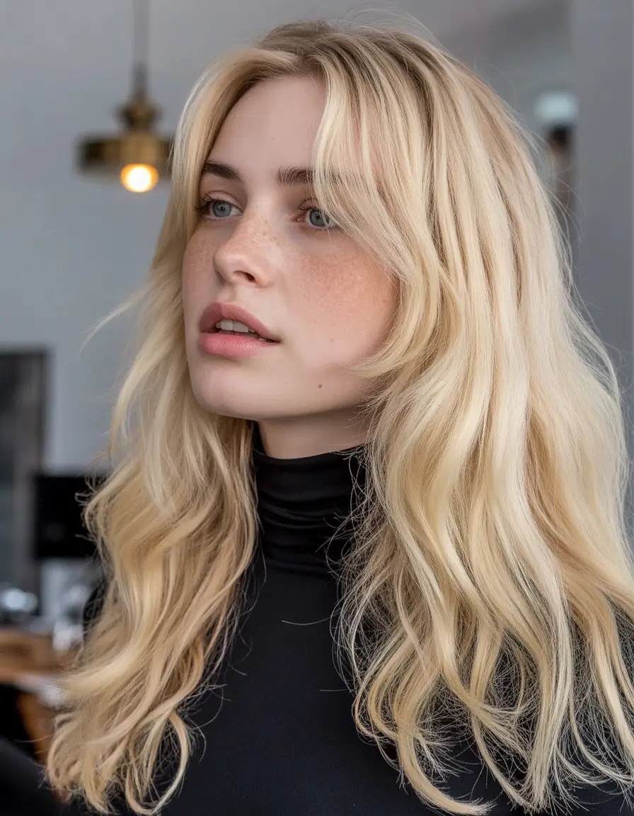 Flattering Oval-Face Haircuts to Try Soft Waves with Butterfly Curtain Fringe